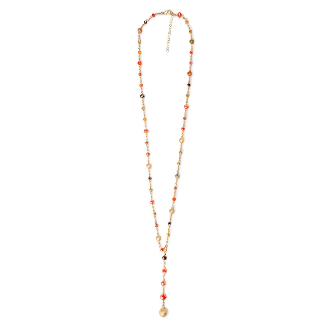 Collana lunga con pietre in vetro sui toni dell'arancio - Mya Accessories