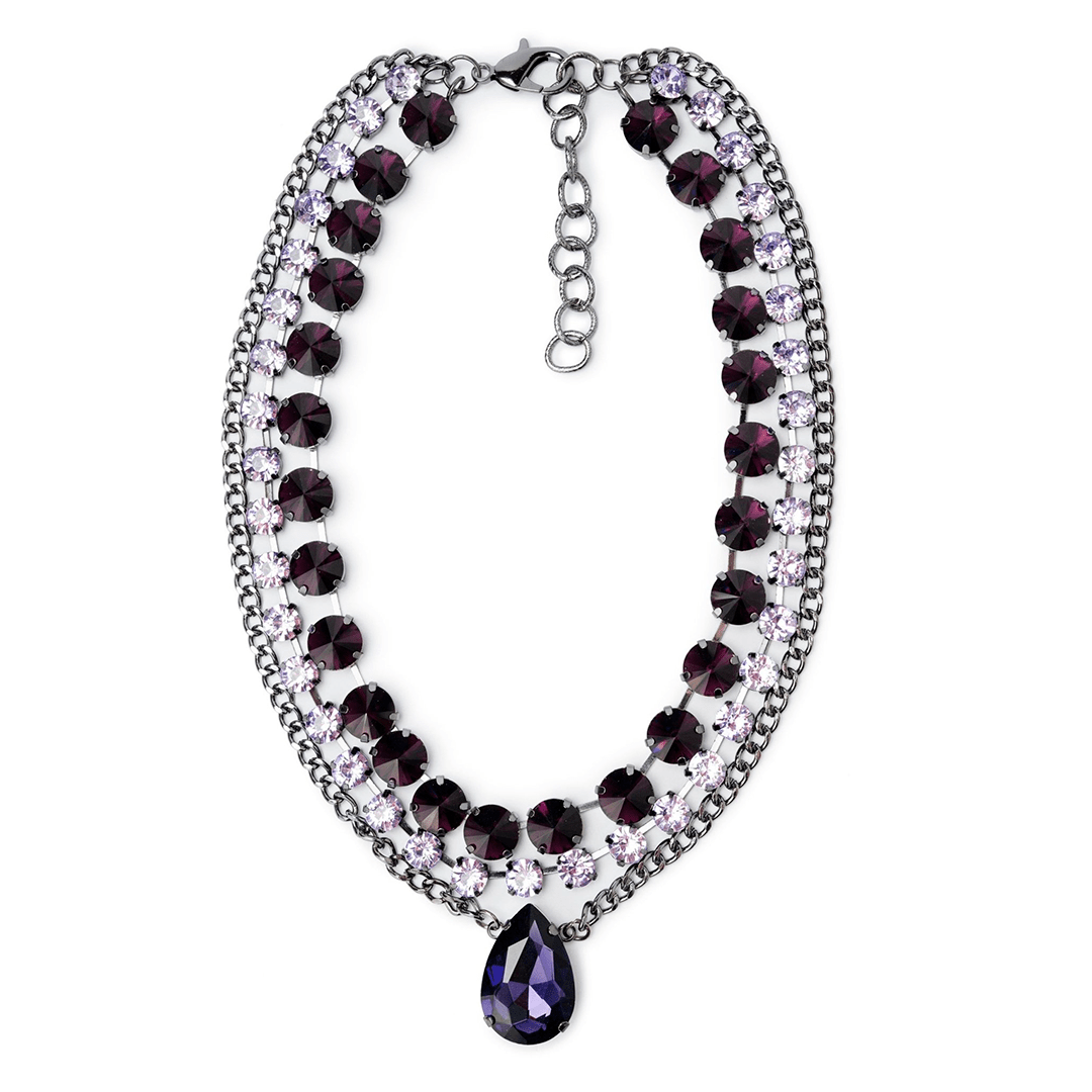 Girocollo in metallo gun con pietra in vetro viola - Mya Accessories