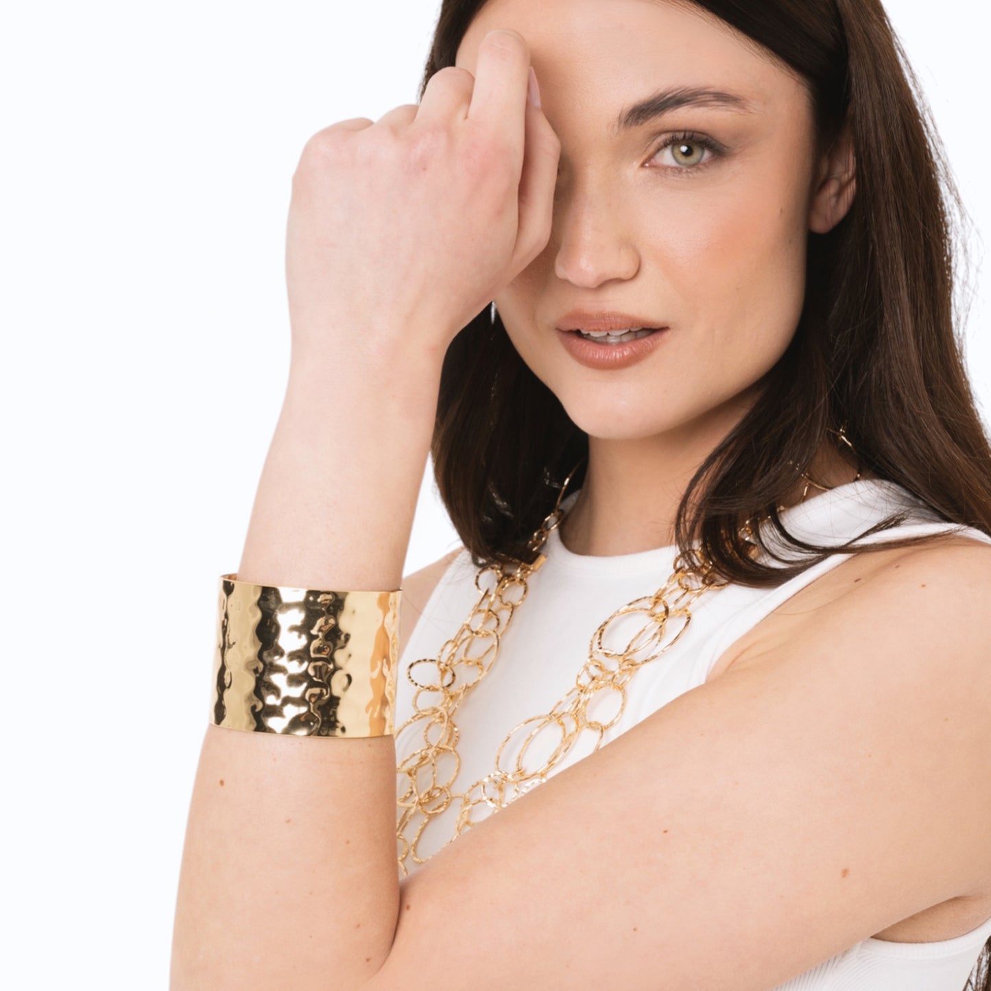 Bracciale rigido a fascia in metallo martellato