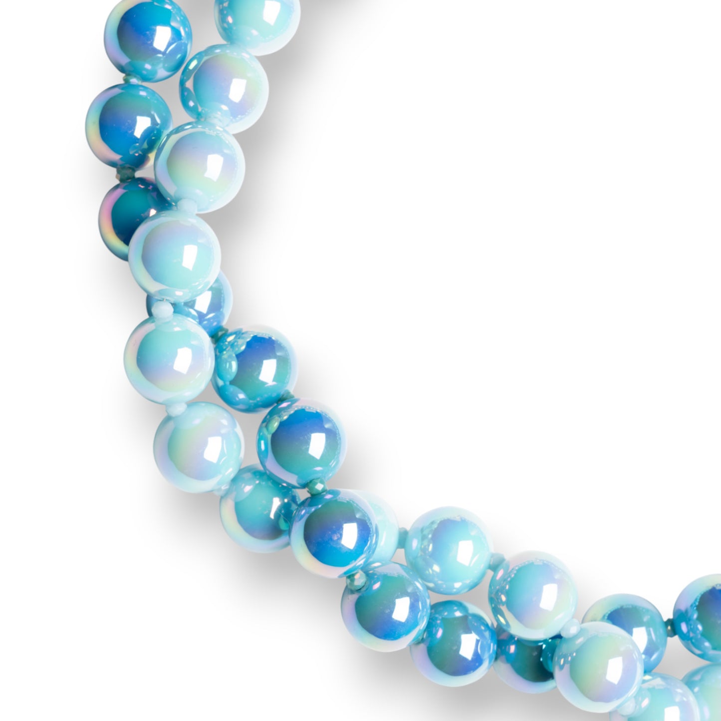 Collana girocollo con due fili di sfere in acrilico lucide tono blu