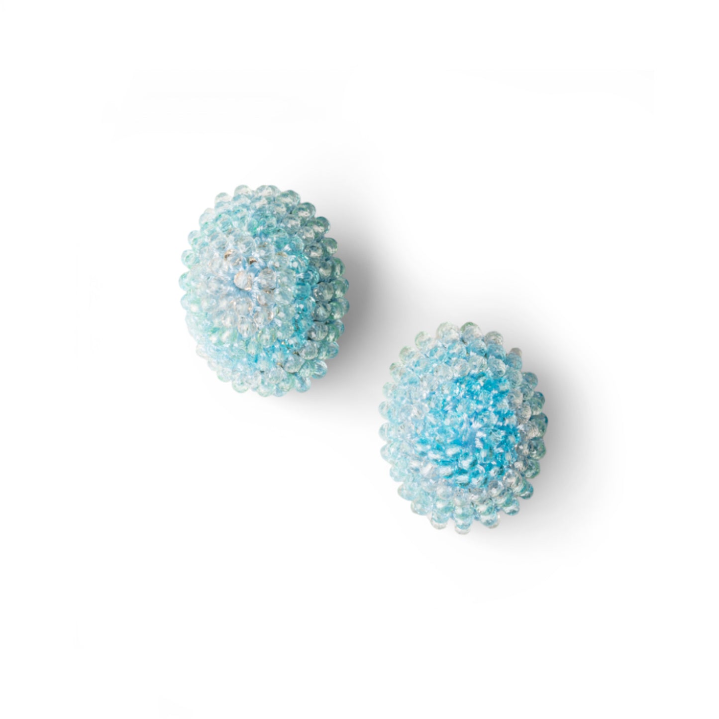Orecchini a clip ovali con microcristalli in vetro azzurri