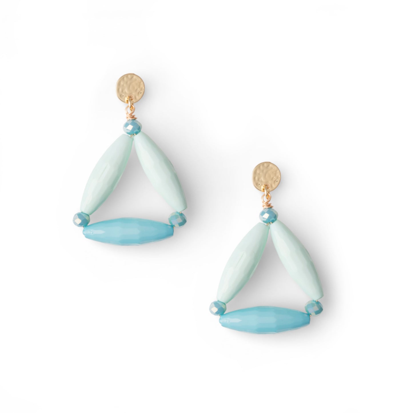 Orecchini pendenti con design triangolare tono azzurro