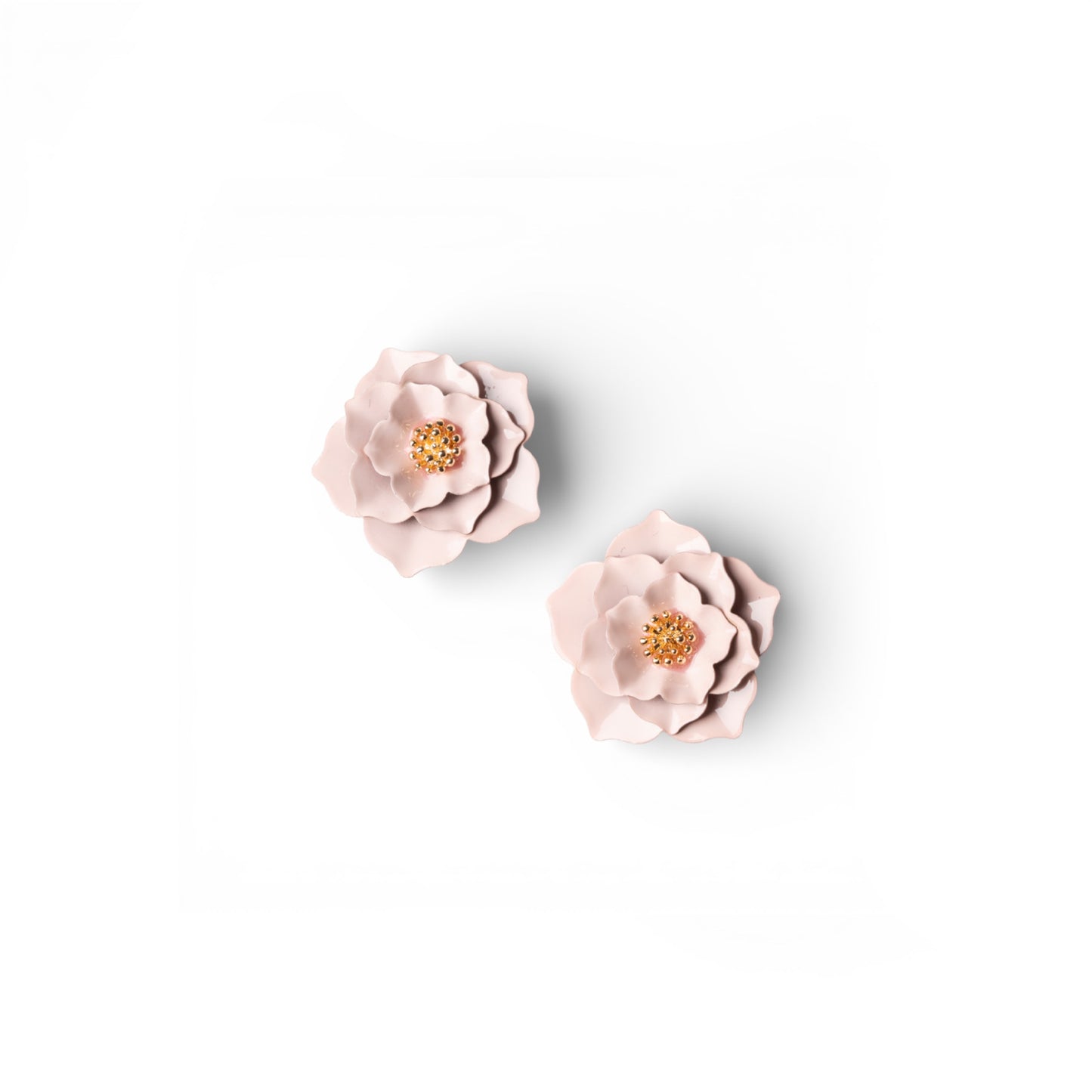 Orecchini a clip in metallo con design a rosa tono rosa