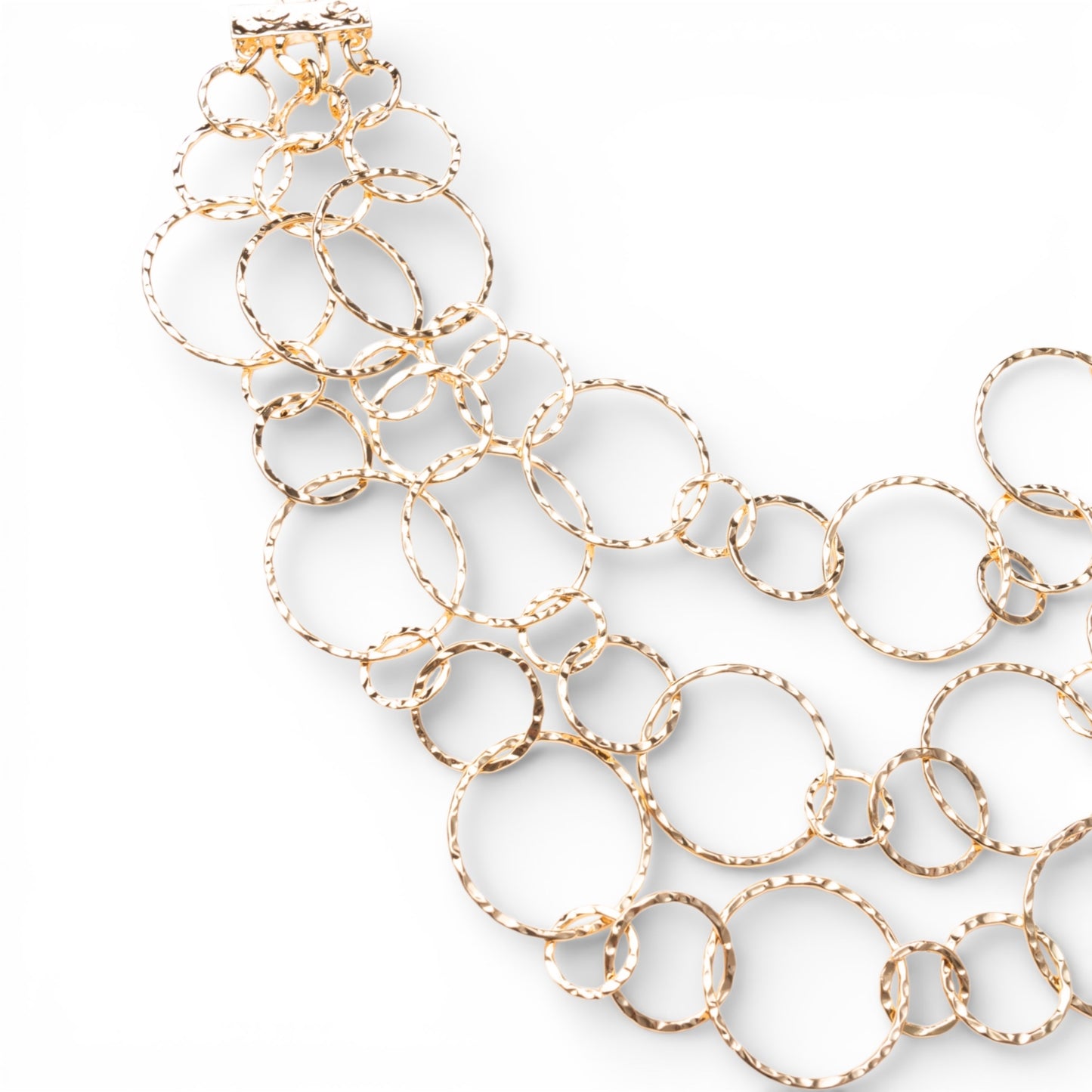 Collana lunga multi filo a catena circolare lucida