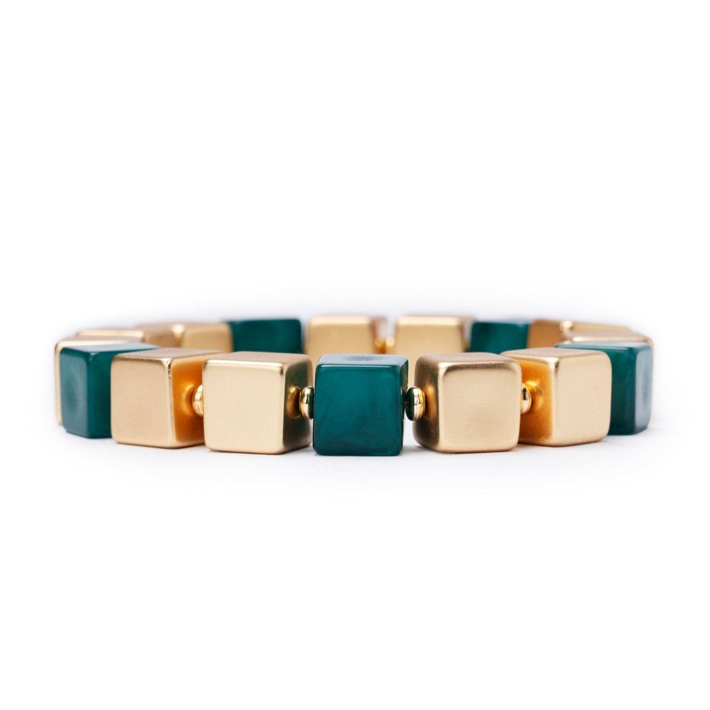Bracciale elastico a forma di dadi con pietre petrolio - Mya Accessories