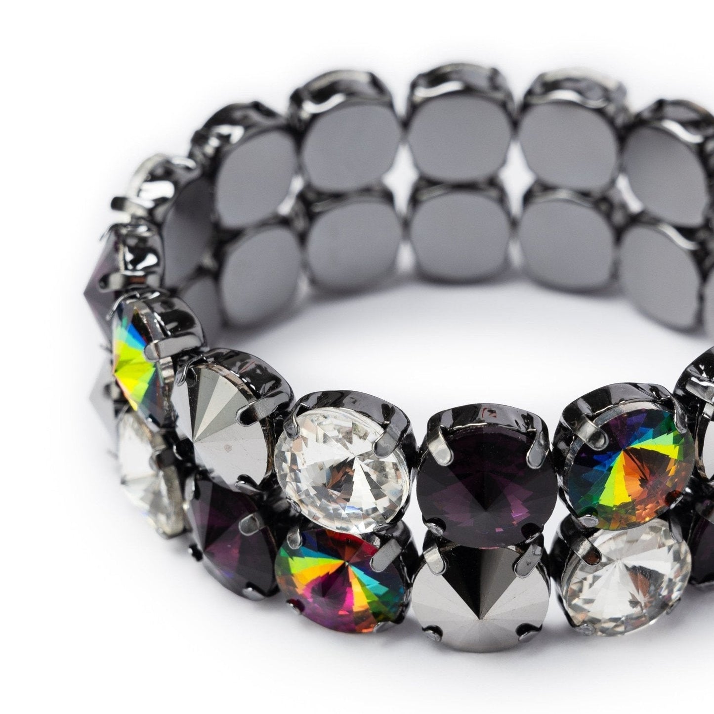 Bracciale a 2 fili con pietre in vetro viola - Mya Accessories