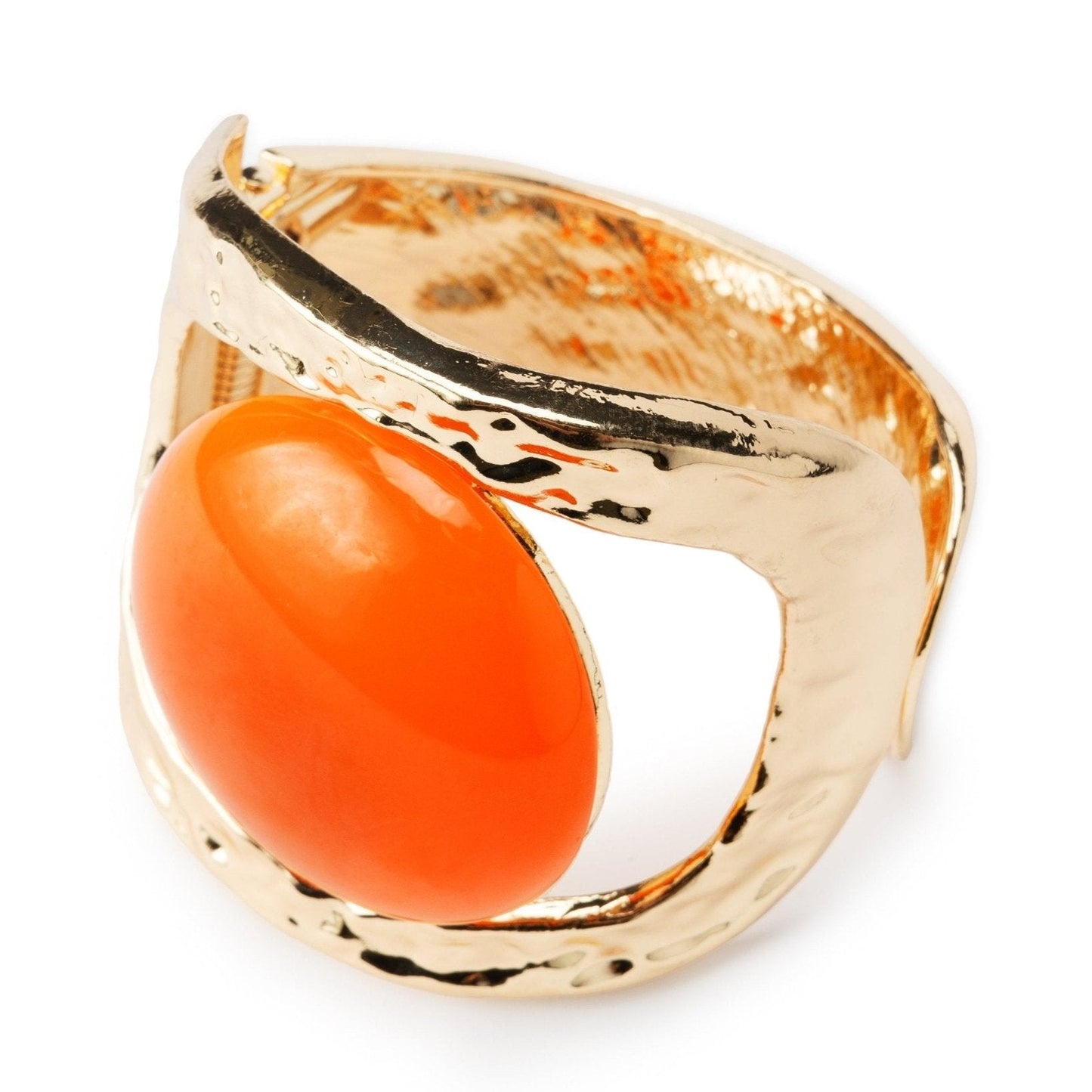 Bracciale a manetta in metallo colore oro con resina arancio - Mya Accessories