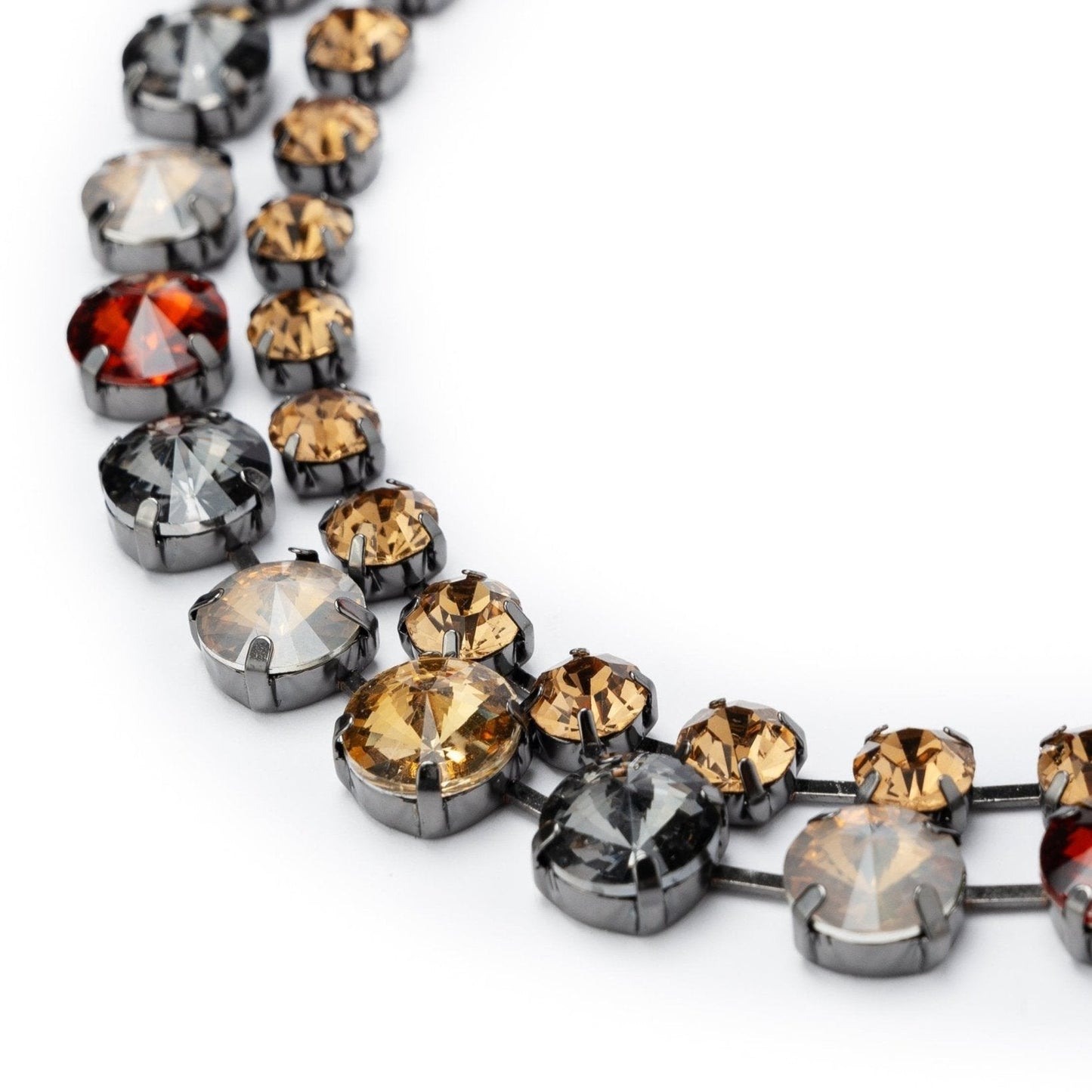 Collana in metallo gun con pietre in vetro sui toni dell'arancio - Mya Accessories