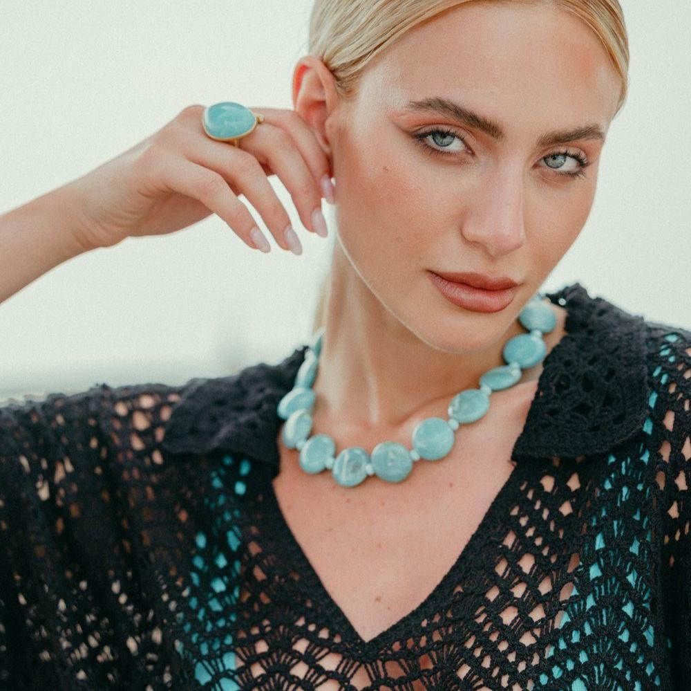 Girocollo a cerchi turchese - Mya Accessories