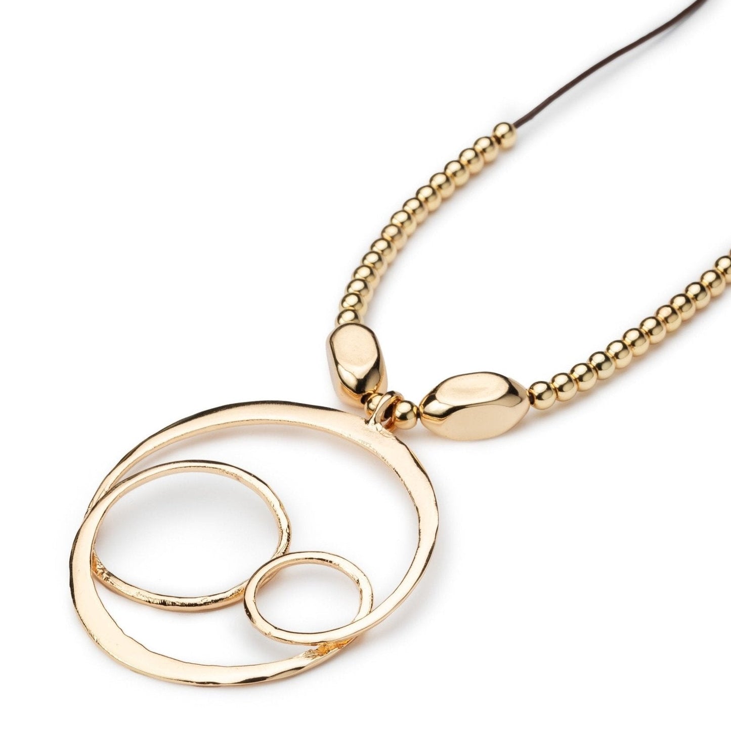 Collana lunga con laccio in cuoio con pendente a forma circolare - Mya Accessories