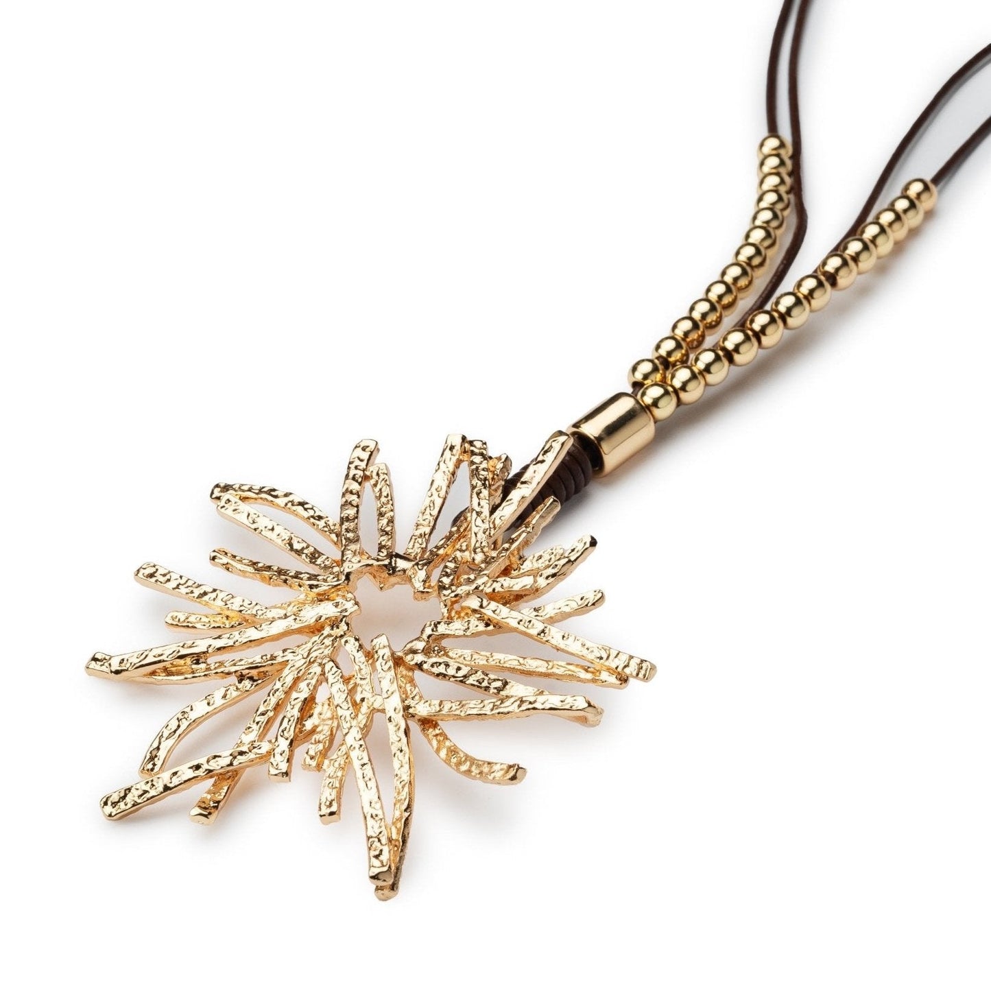 Collana lunga con laccio in cuioio, pendente a fiocco di neve - Mya Accessories