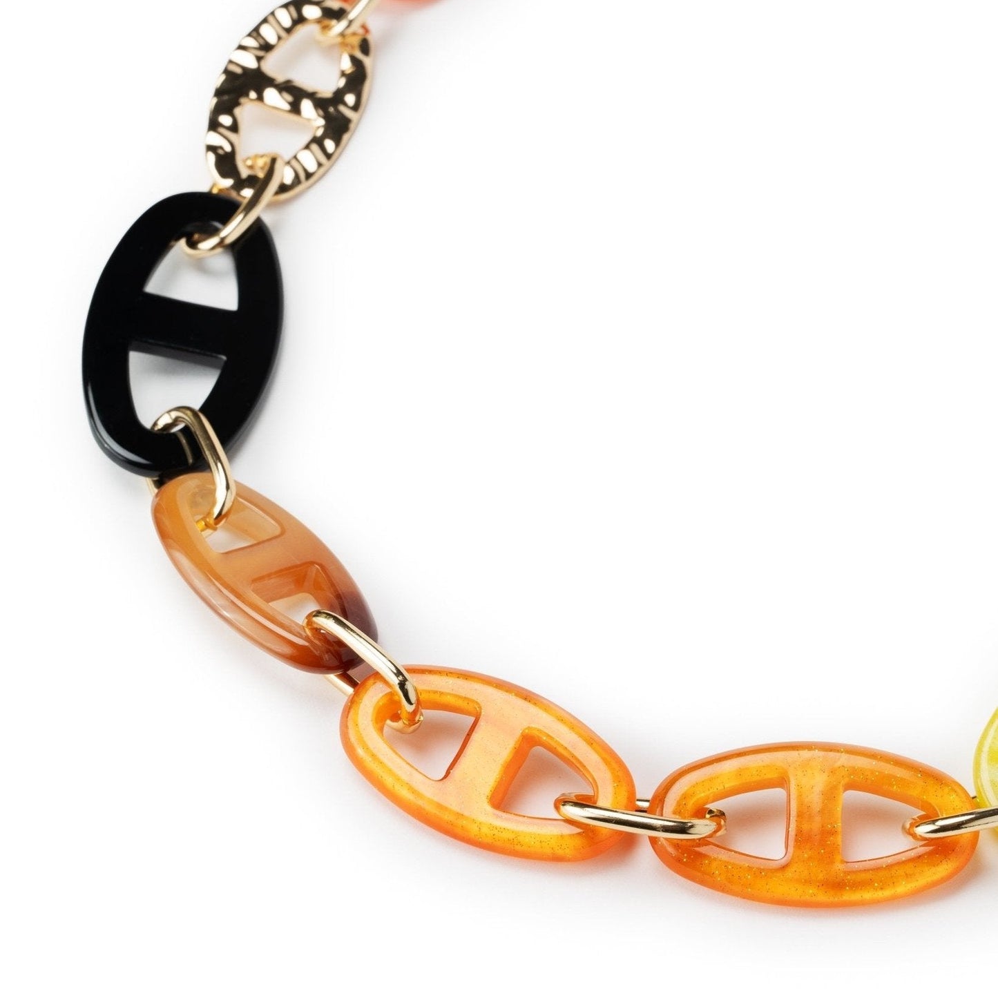 Collana lunga in metallo con inserti in acrilico arancio e gialli - Mya Accessories