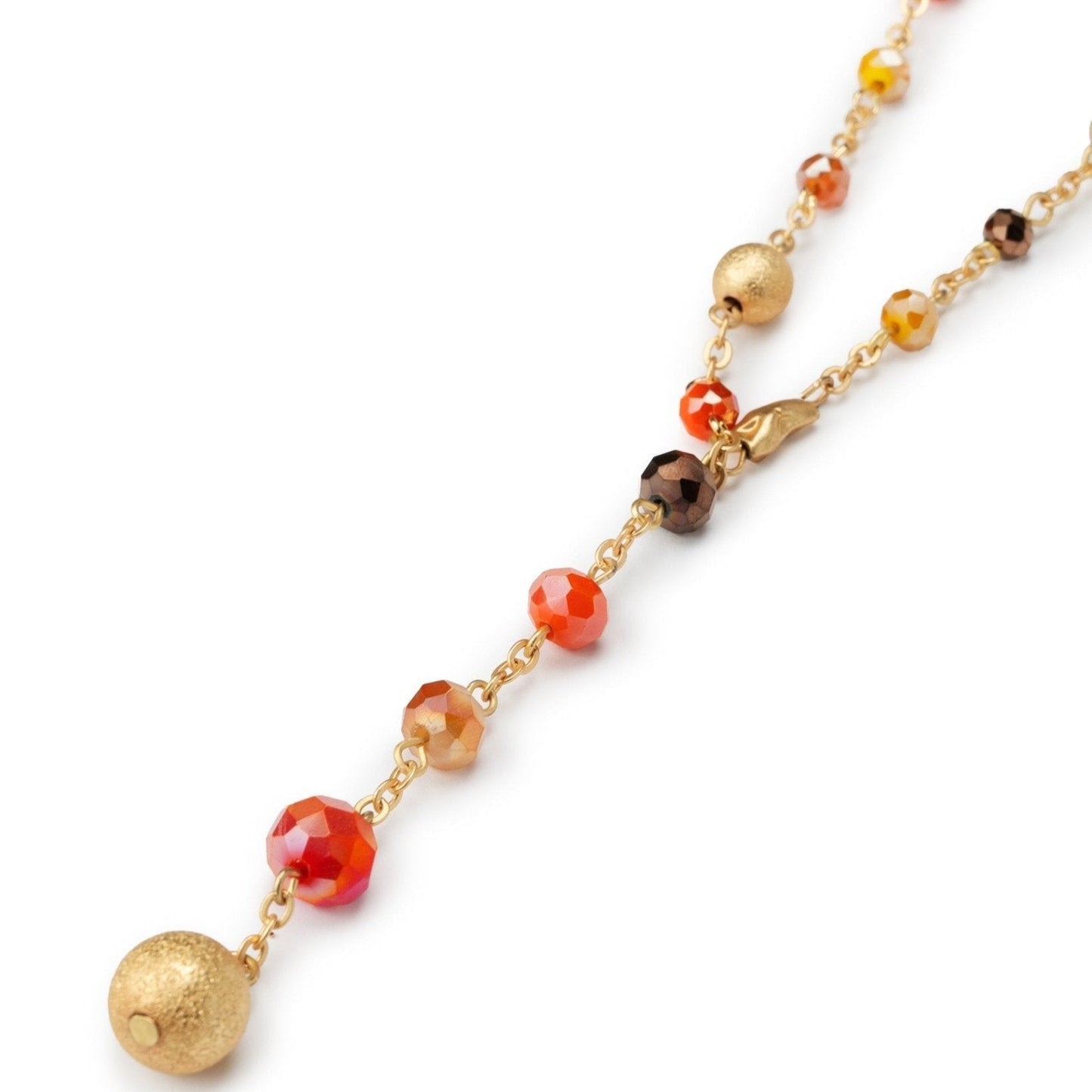 Collana lunga con pietre in vetro sui toni dell'arancio - Mya Accessories