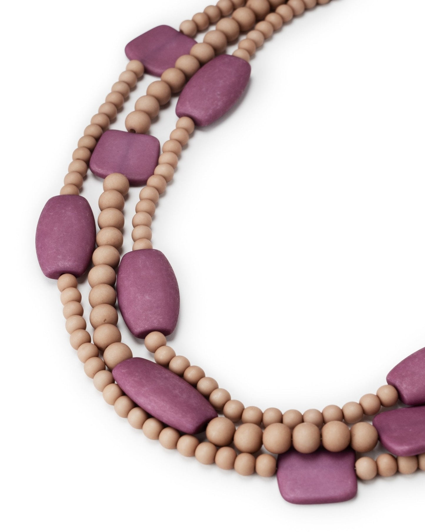 Collana multilinee lunga con pietre in acrilico rosa e fucsia - Mya Accessories