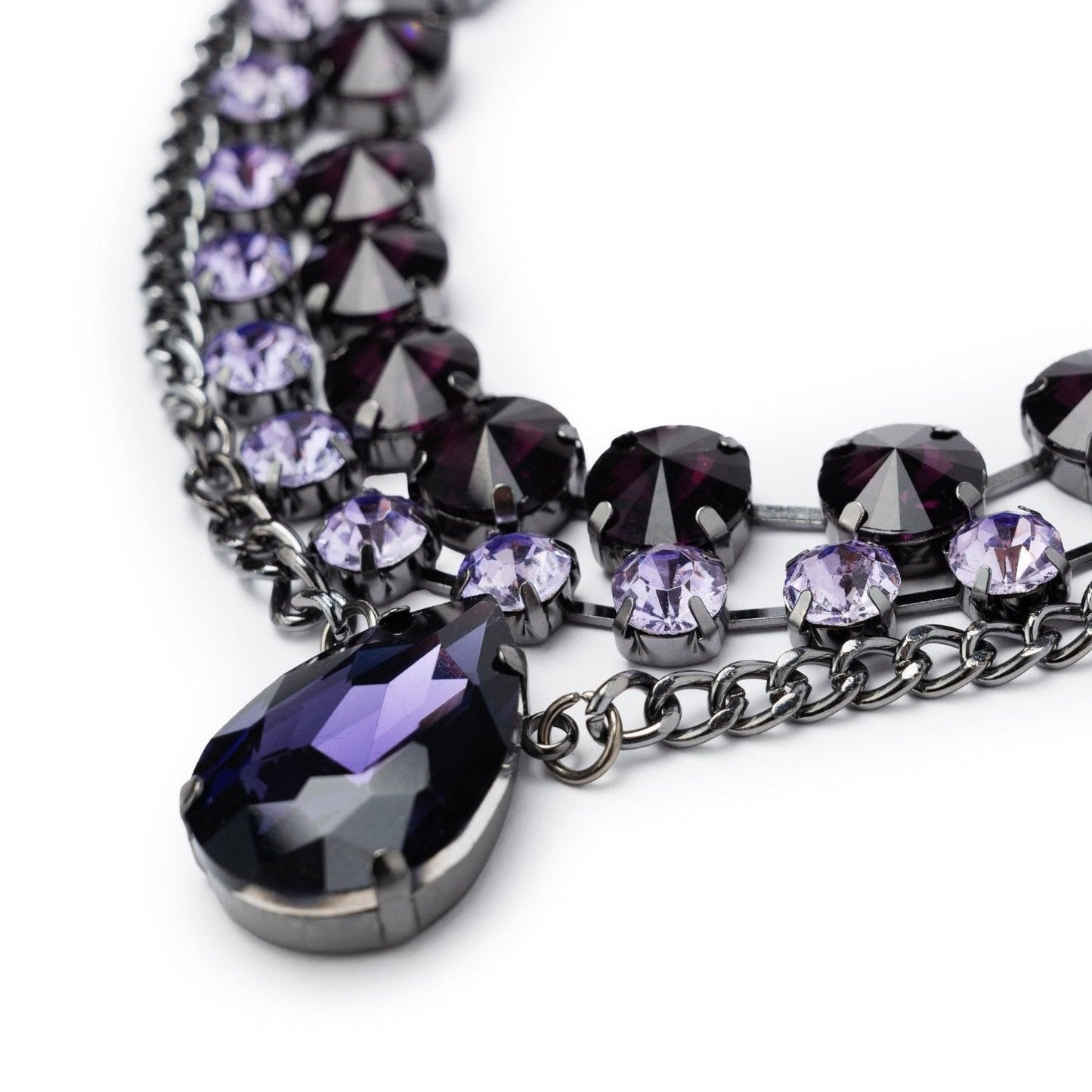 collana-multifilo-gun-pietre-viola-pendente-2- Mya Accessories