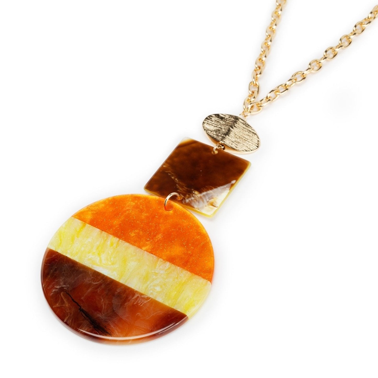 Collana lunga in acrilico a catena con medaglione circolare - Mya Accessories