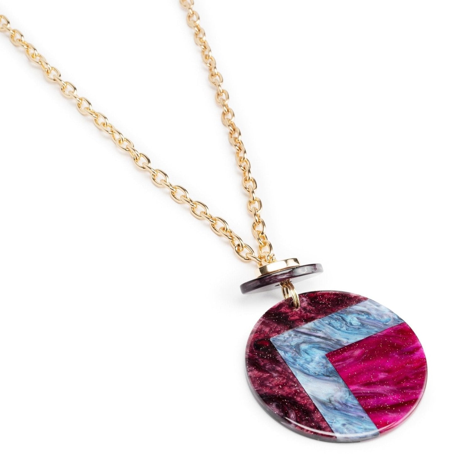 Collana lunga in laccio con pendente circolare in acrilico - Mya Accessories