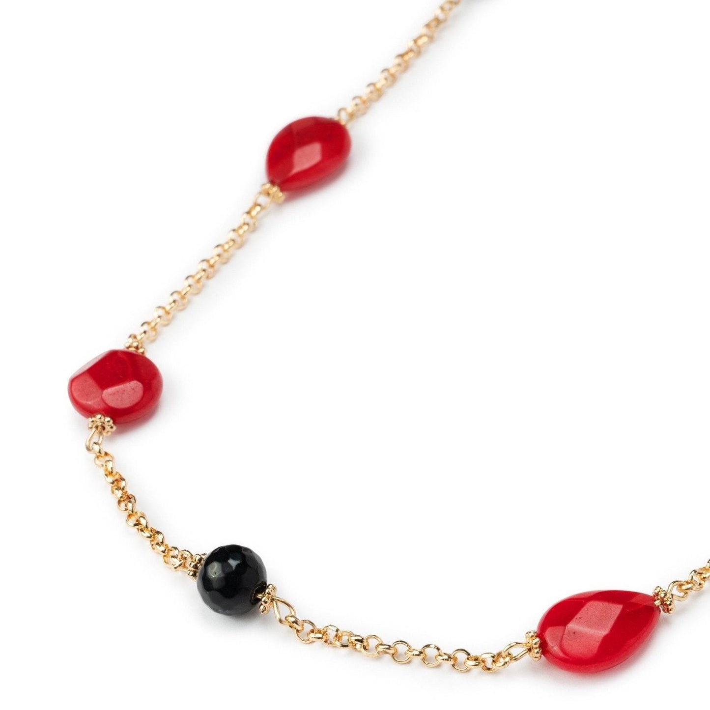 Collana lunga con pietre a goccia sui toni del rosso - Mya Accessories