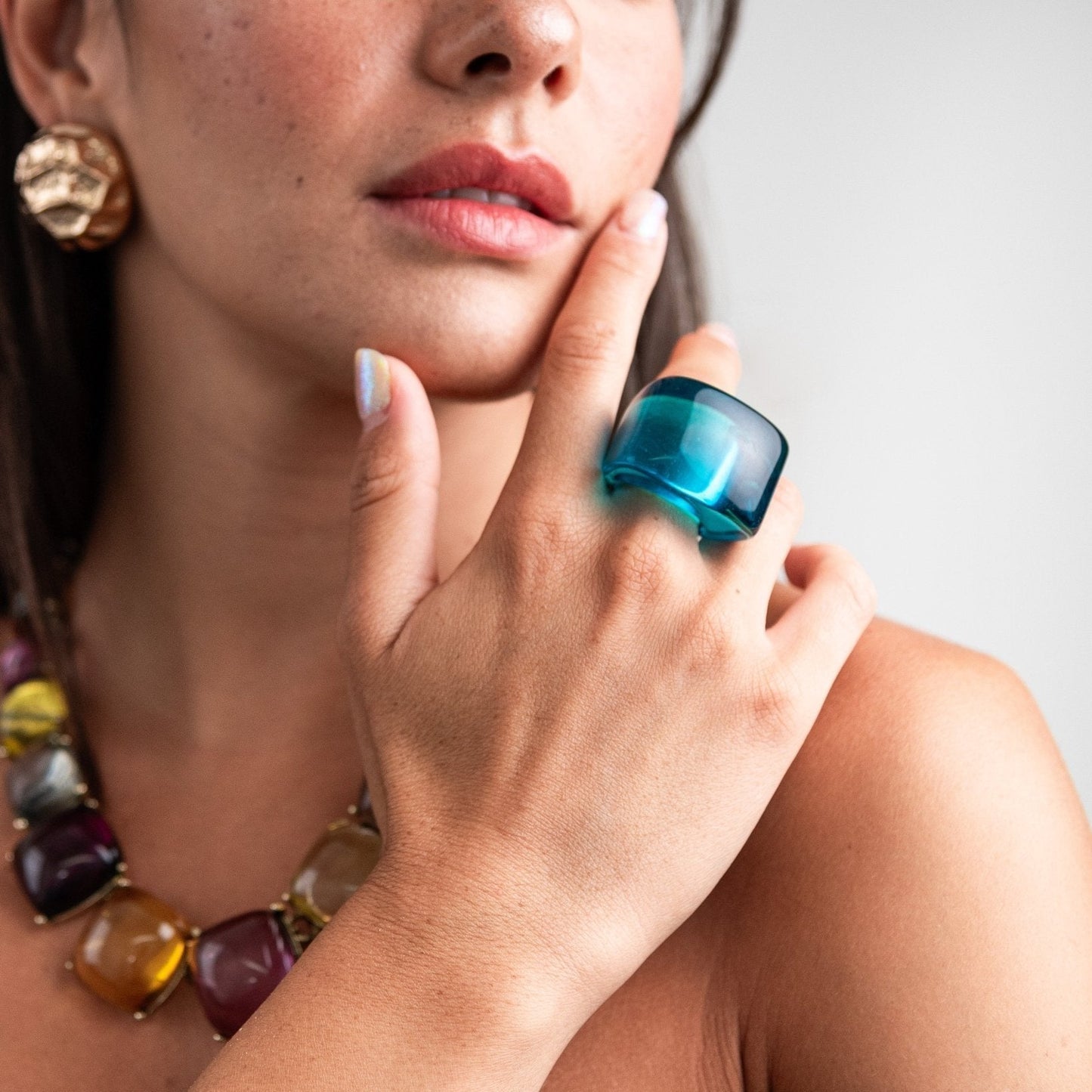 Anello in resina petrolio - Mya Accessories