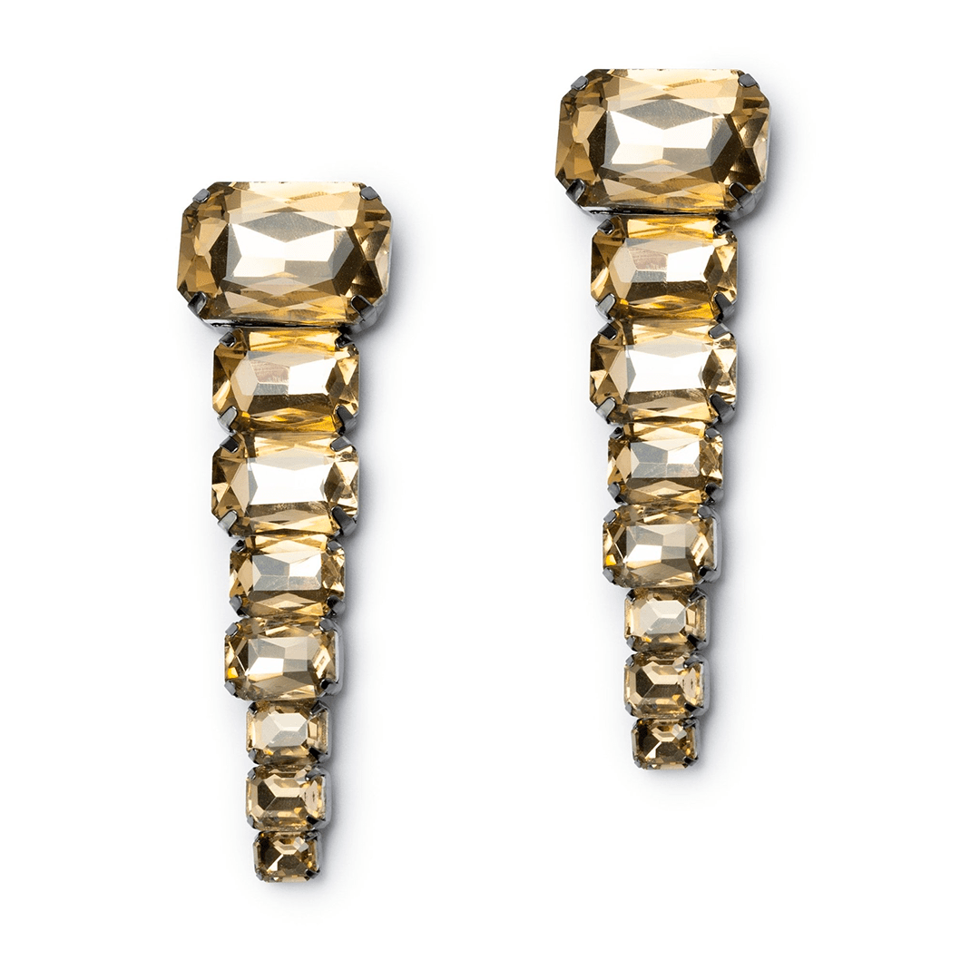 Orecchini in gun con pietre champagne - Mya Accessories