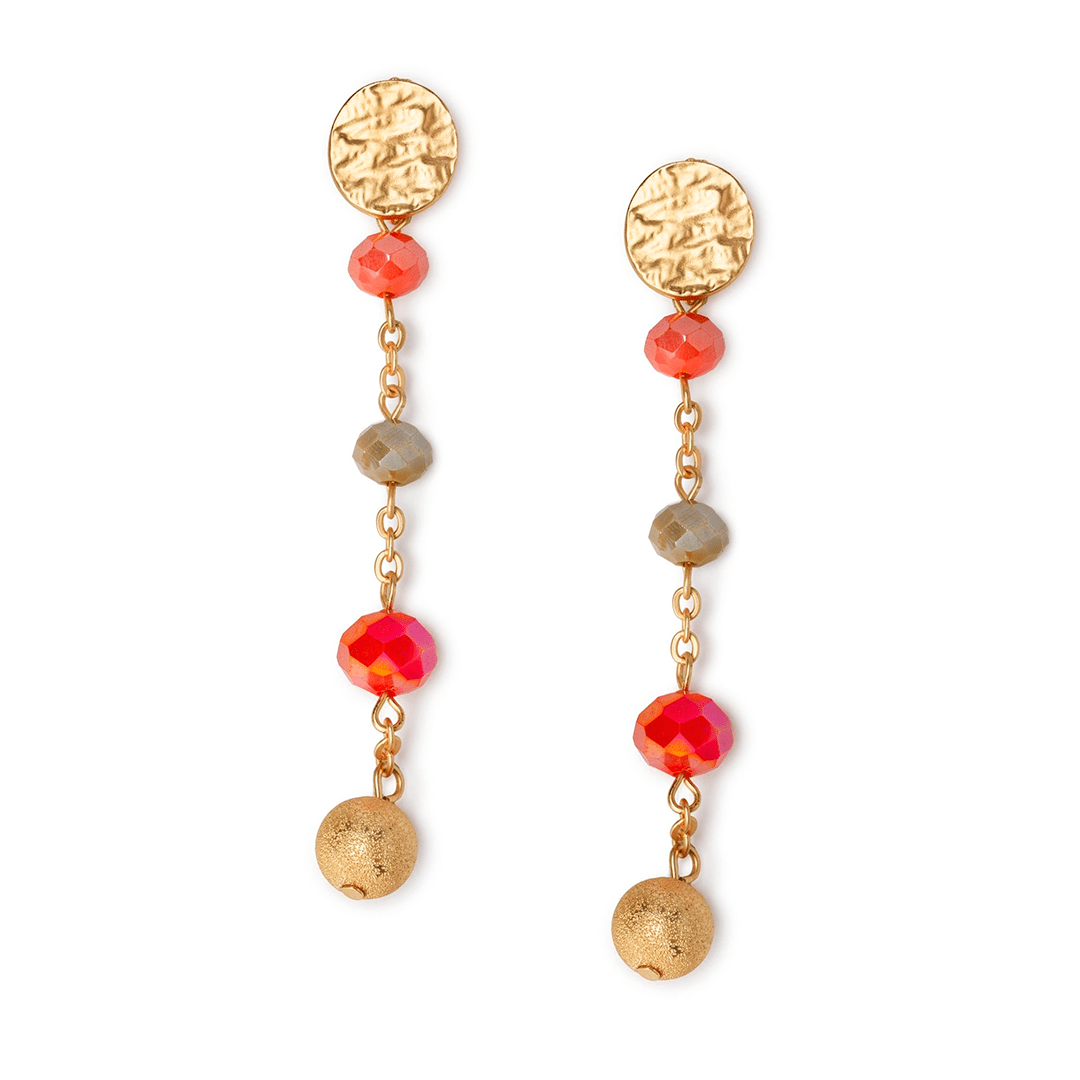 Orecchini pendenti con microcristalli multi arancio - Mya Accessories