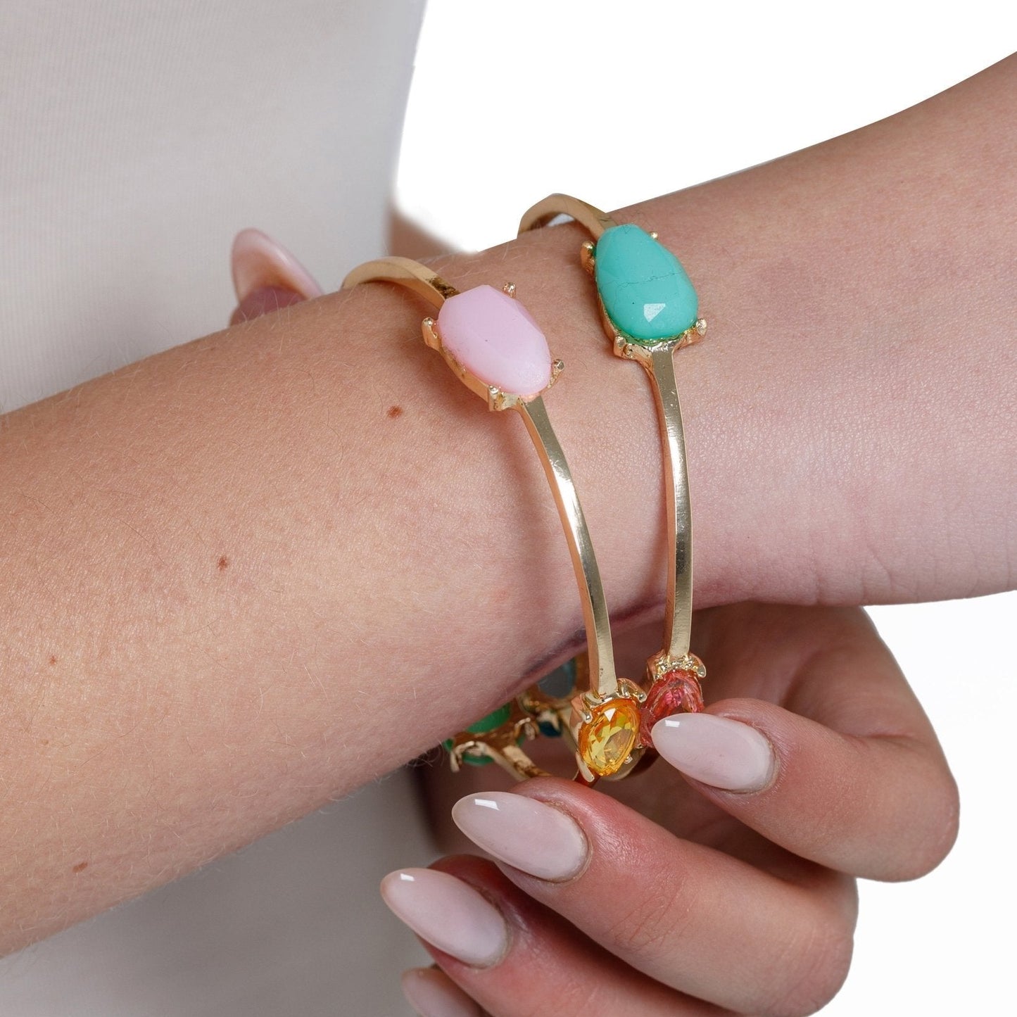Bracciale bangles 2 pezzi con pietre in resina multicolore - Mya Accessories