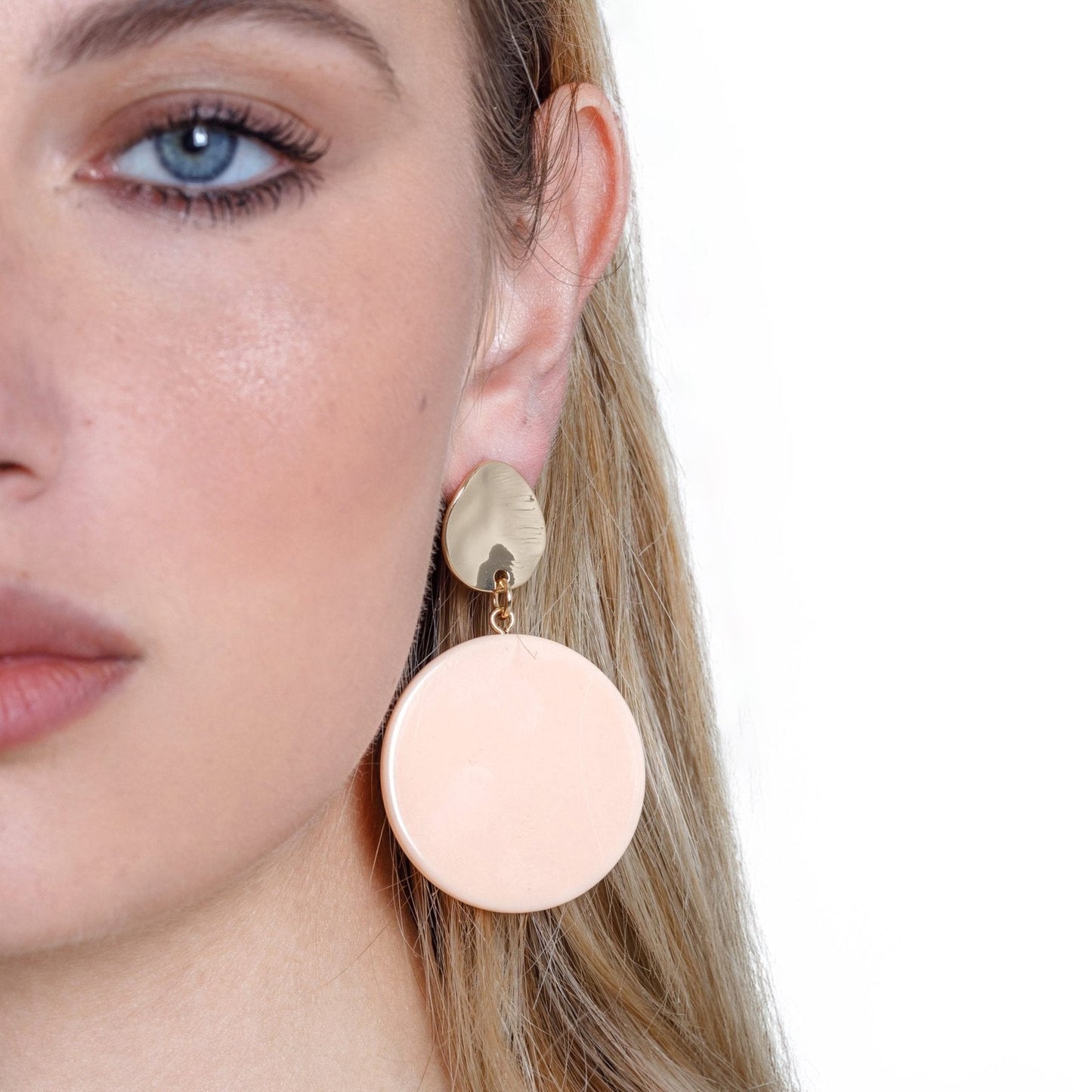 Orecchini circolari pendenti in acrilico nude - Mya Accessories
