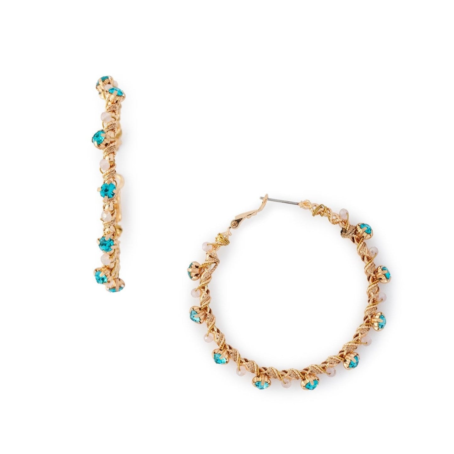 Orecchini a cerchio con microcristalli azzurro - Mya Accessories
