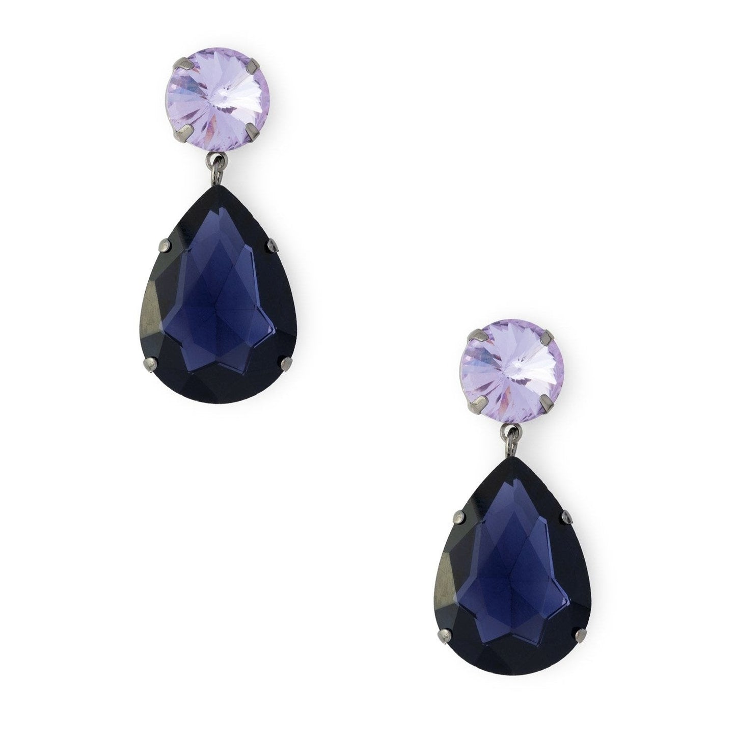 Orecchini pendente a goccia in vetro viola - Mya Accessories