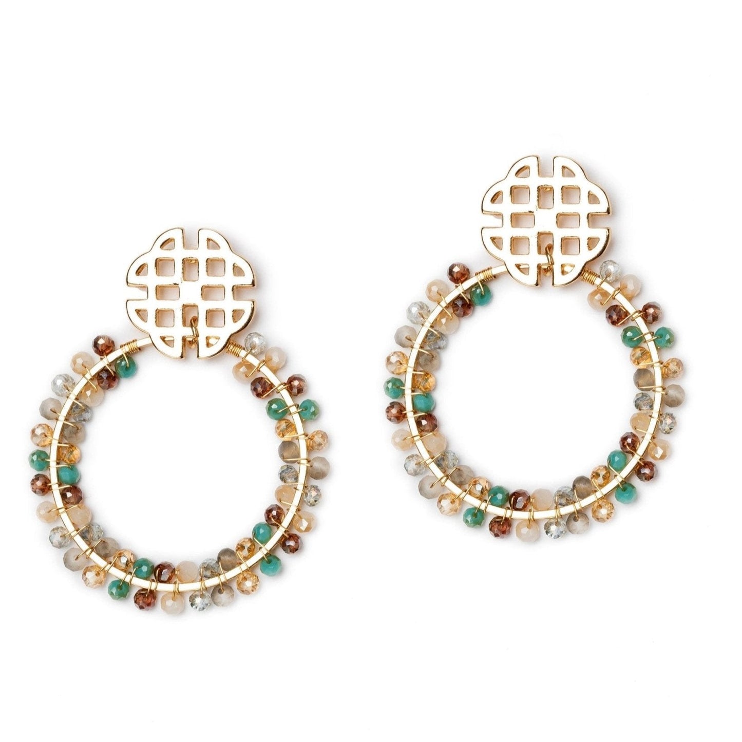 Orecchini a cerchio con microcristalli sui toni dell'azzurro - Mya Accessories