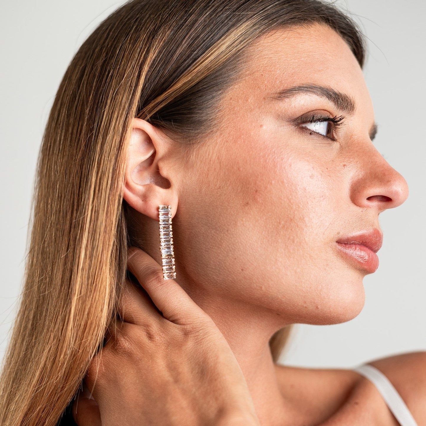 Orecchino pendente con pietre rettangolari in vetro crystal - Mya Accessories