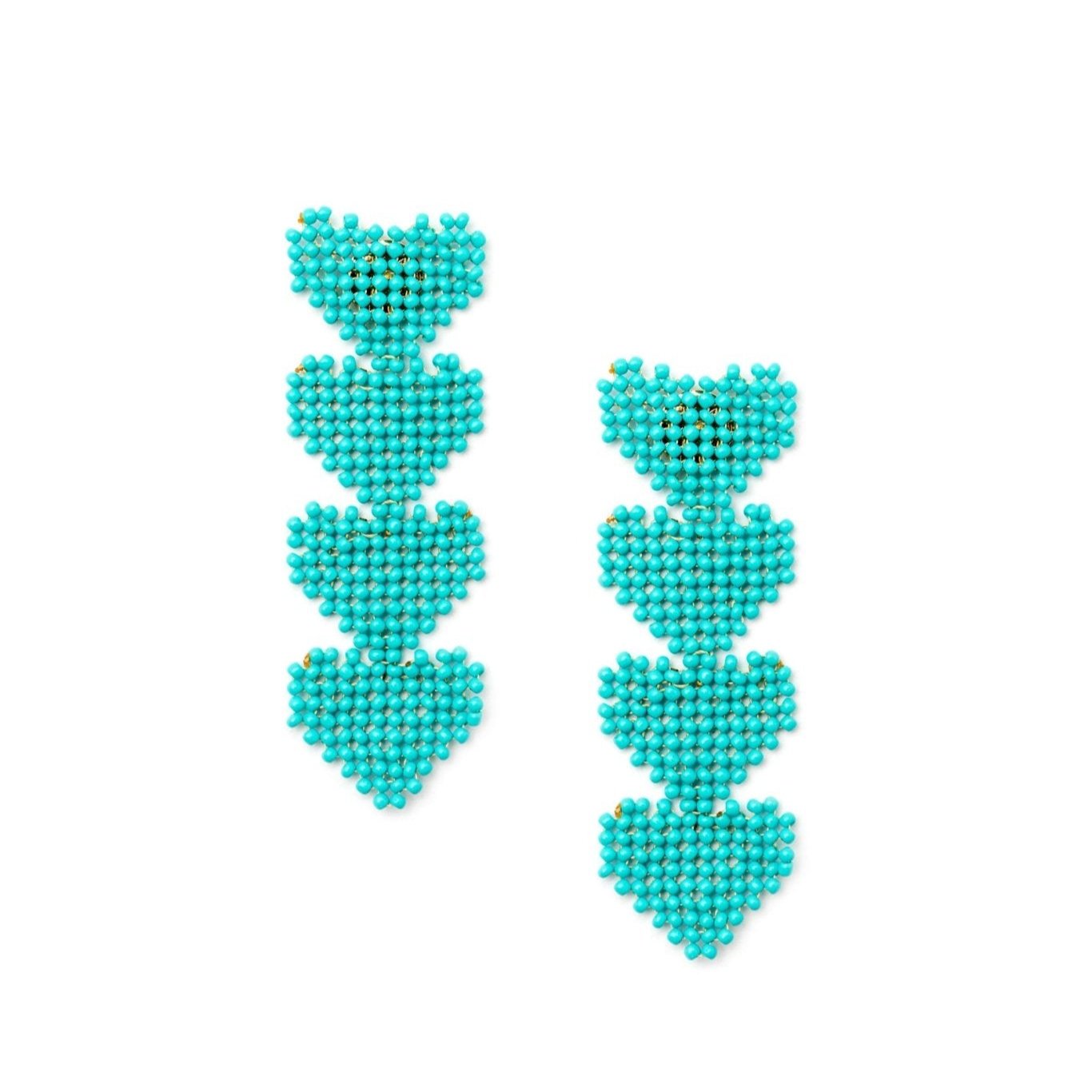 Orecchino pendente con quattro cuori turchesi - Mya Accessories