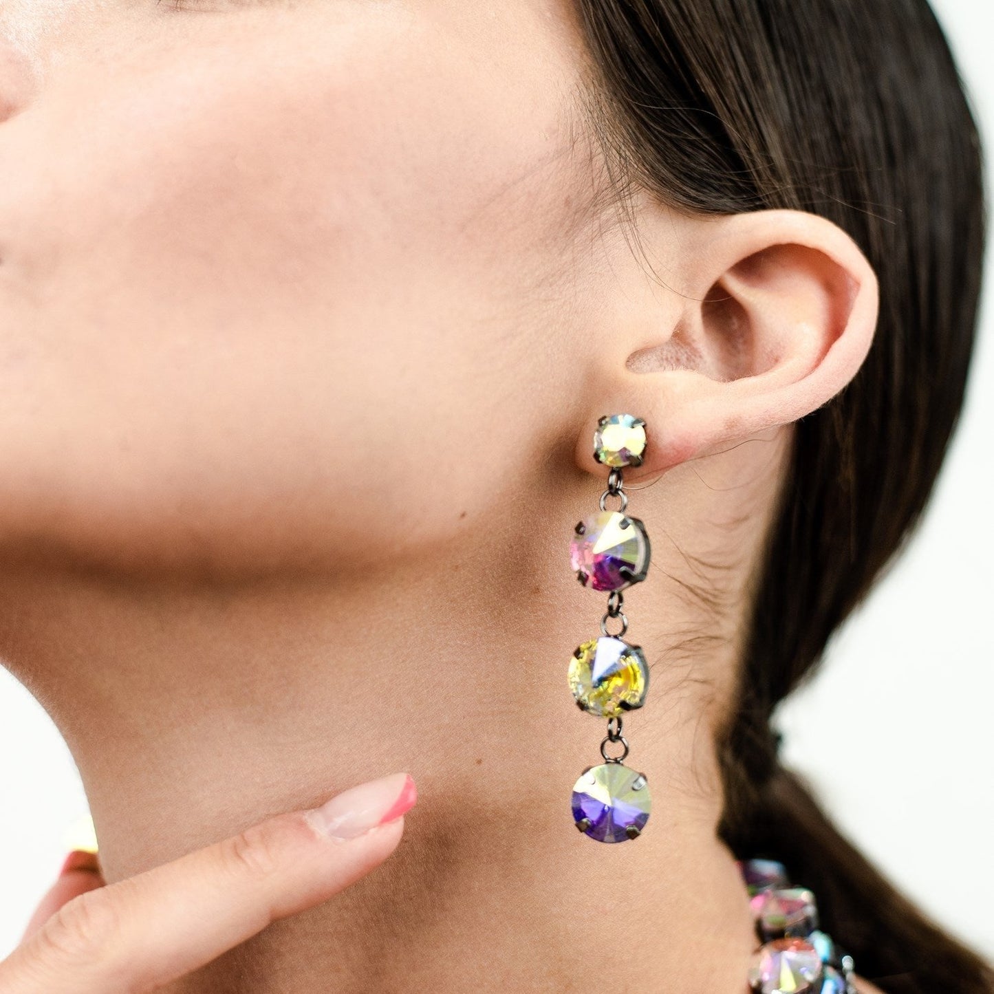 Orecchini in gun con pietre cristallo boreale - Mya Accessories