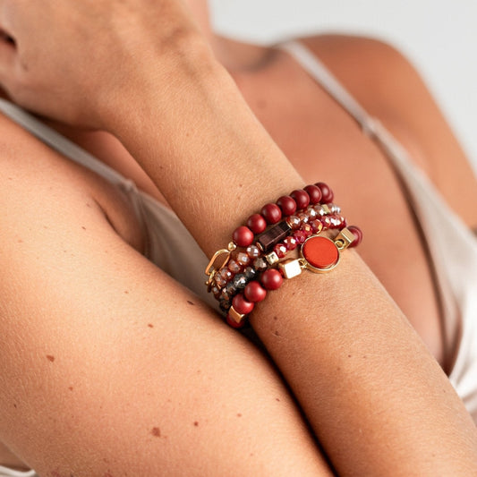 Bracciale elastico a 4 fili in vetro ruggine - Mya Accessories