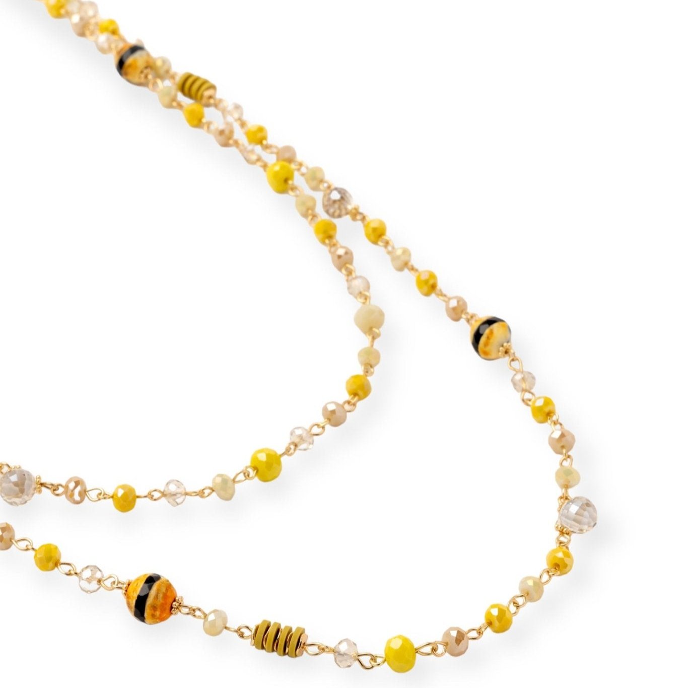 Collana a due fili con pietre sui toni del giallo - Mya Accessories