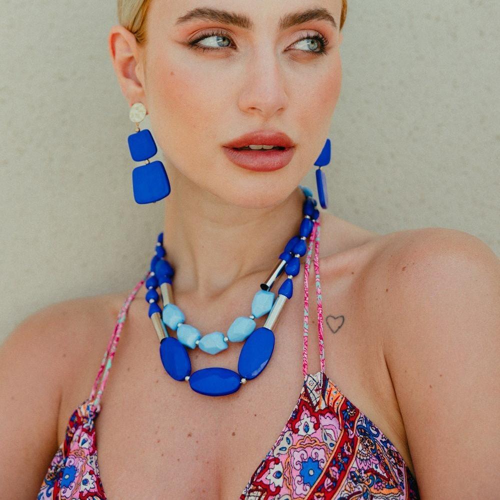Collana multiliena tono blu - Mya Accessories