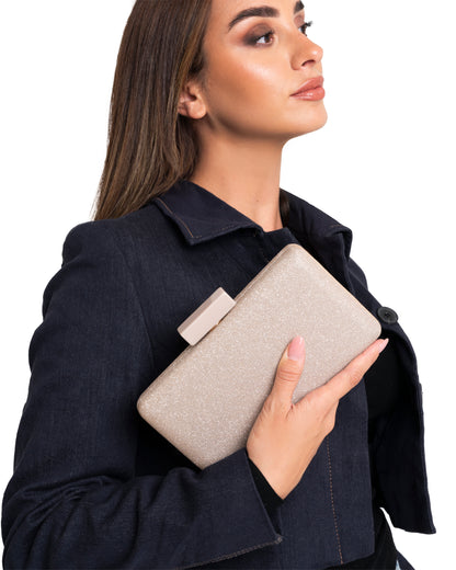 Borsa clutch brillantinata oro