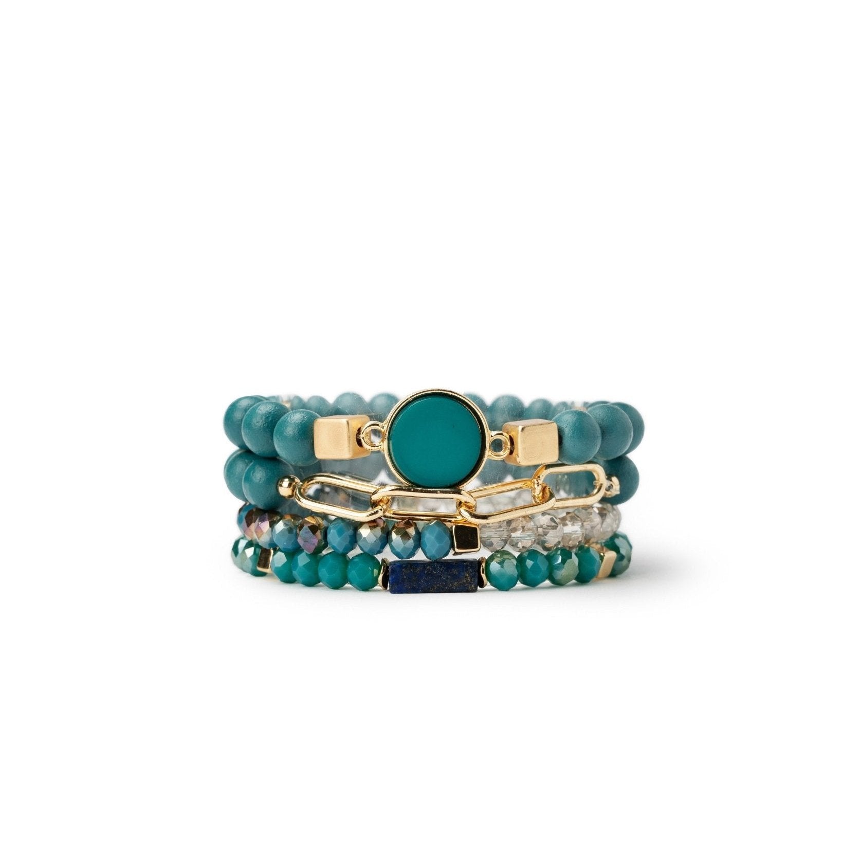 Bracciale elastico a 4 fili in vetro petrolio - Mya Accessories
