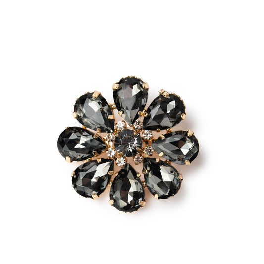 Spilla a fiore con pietre in vetro grigio - Mya Accessories