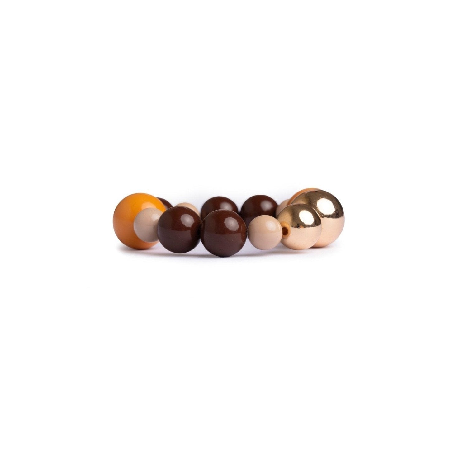 Bracciale elastico con sfere in acrilico sui toni del marrone - Mya Accessories