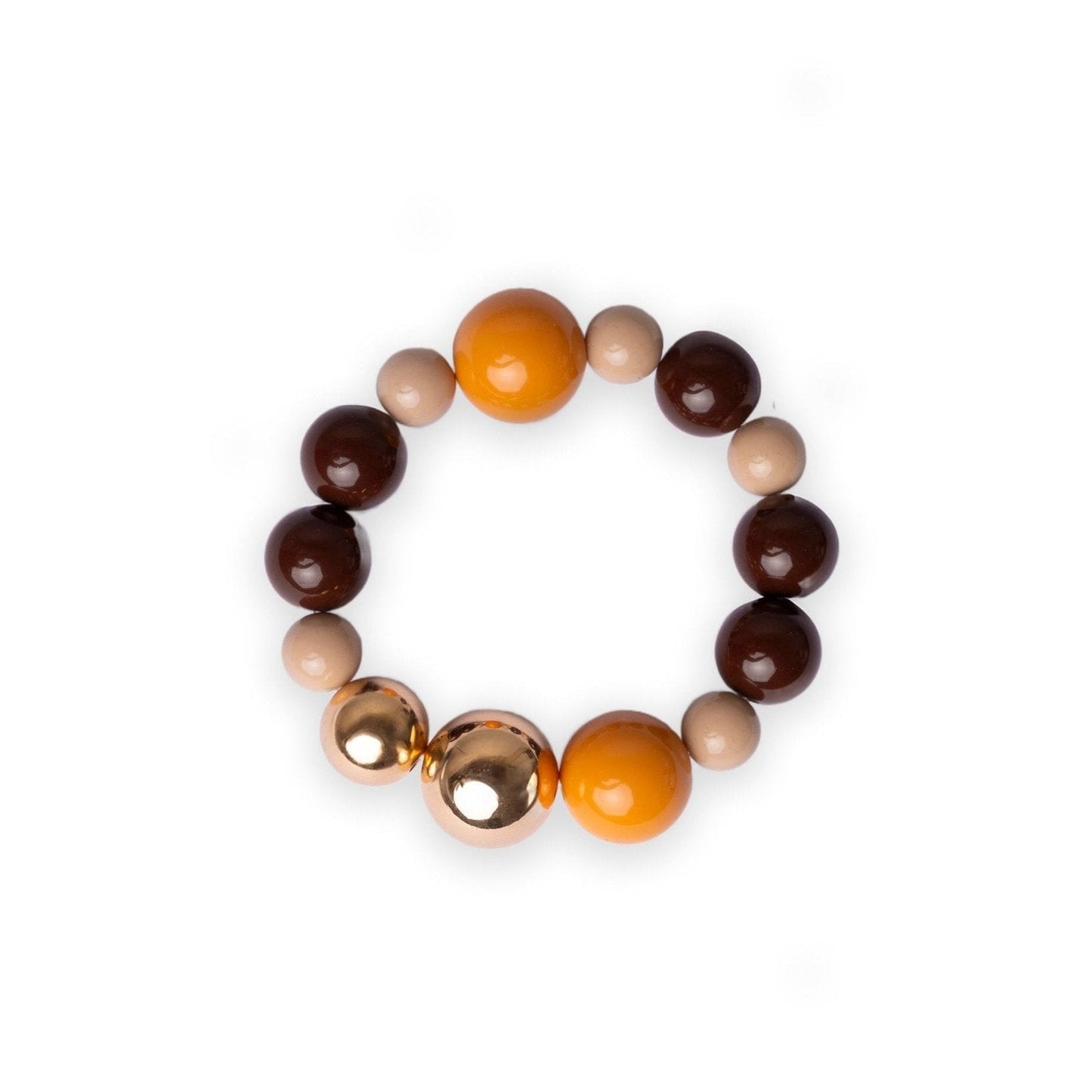 Bracciale elastico con sfere in acrilico sui toni del marrone - Mya Accessories