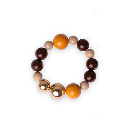 Bracciale elastico con sfere in acrilico sui toni del marrone - Mya Accessories