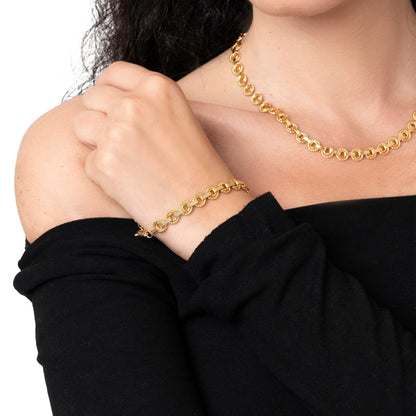 Bracciale a maglia stretta circolare in metallo colore oro - Mya Accessories