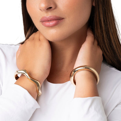 Bracciale a base esagonale rigido a manetta in metallo colore oro lucido - Mya Accessories
