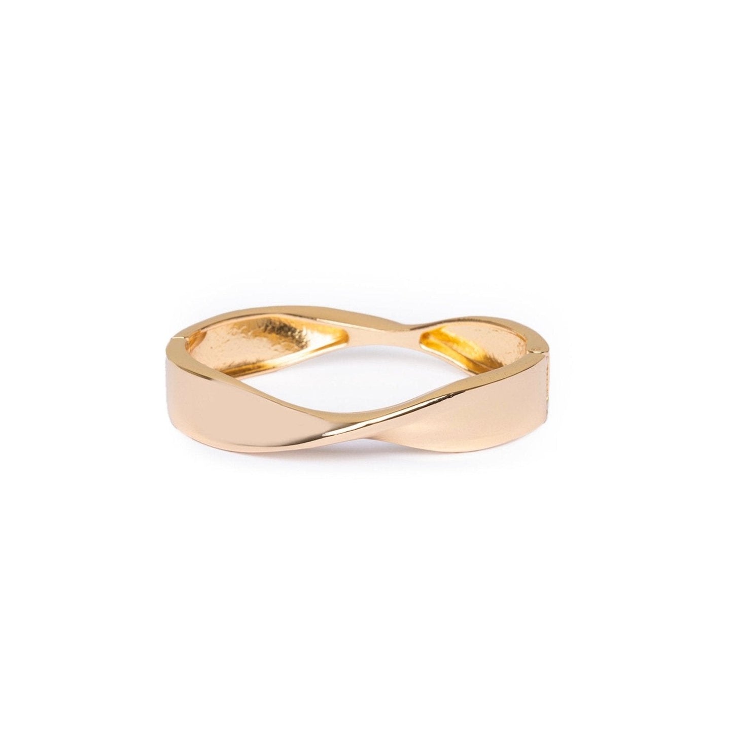 Bracciale rigido a manetta design sinuoso in metallo colore oro lucido - Mya Accessories