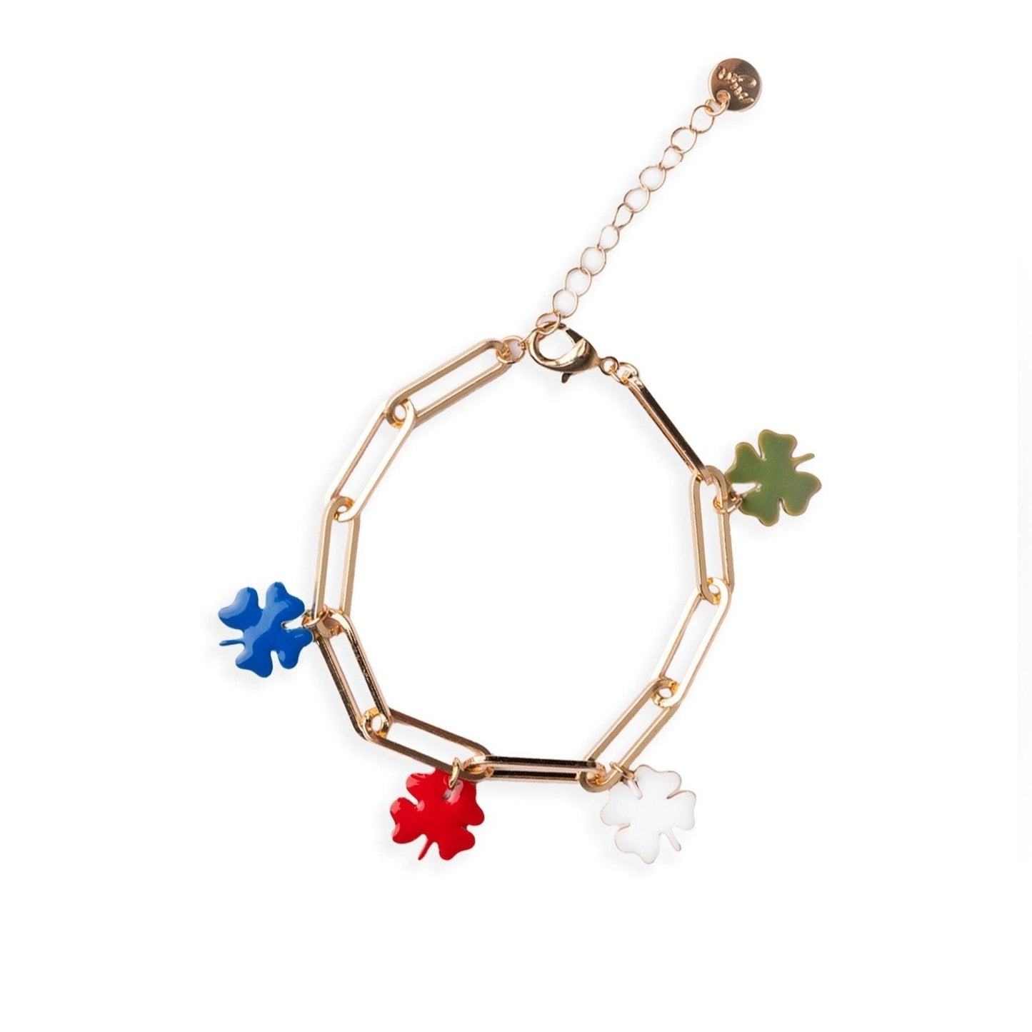 Bracciale a catena con charms quadrifoglio smaltato multicolore - Mya Accessories