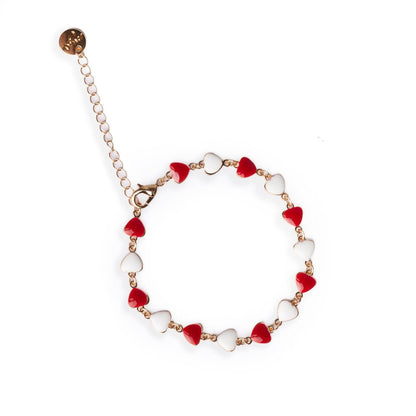 Bracciale con cuoricini smaltati rossi e bianchi - Mya Accessories