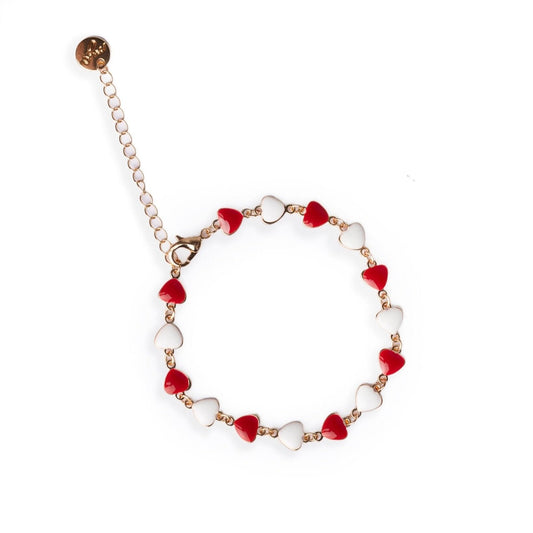 Bracciale con cuoricini smaltati rossi e bianchi - Mya Accessories