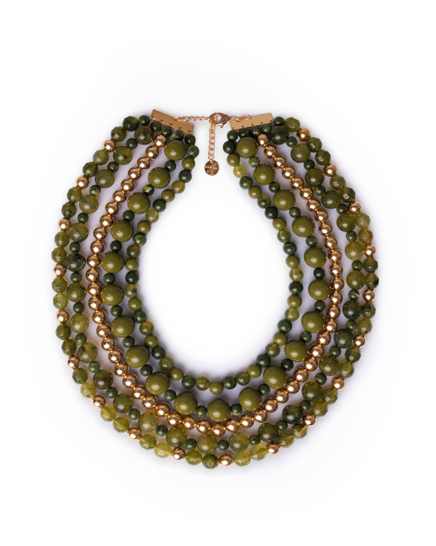 Collana girocollo multilinee con pietre in acrilico verde - Mya Accessories