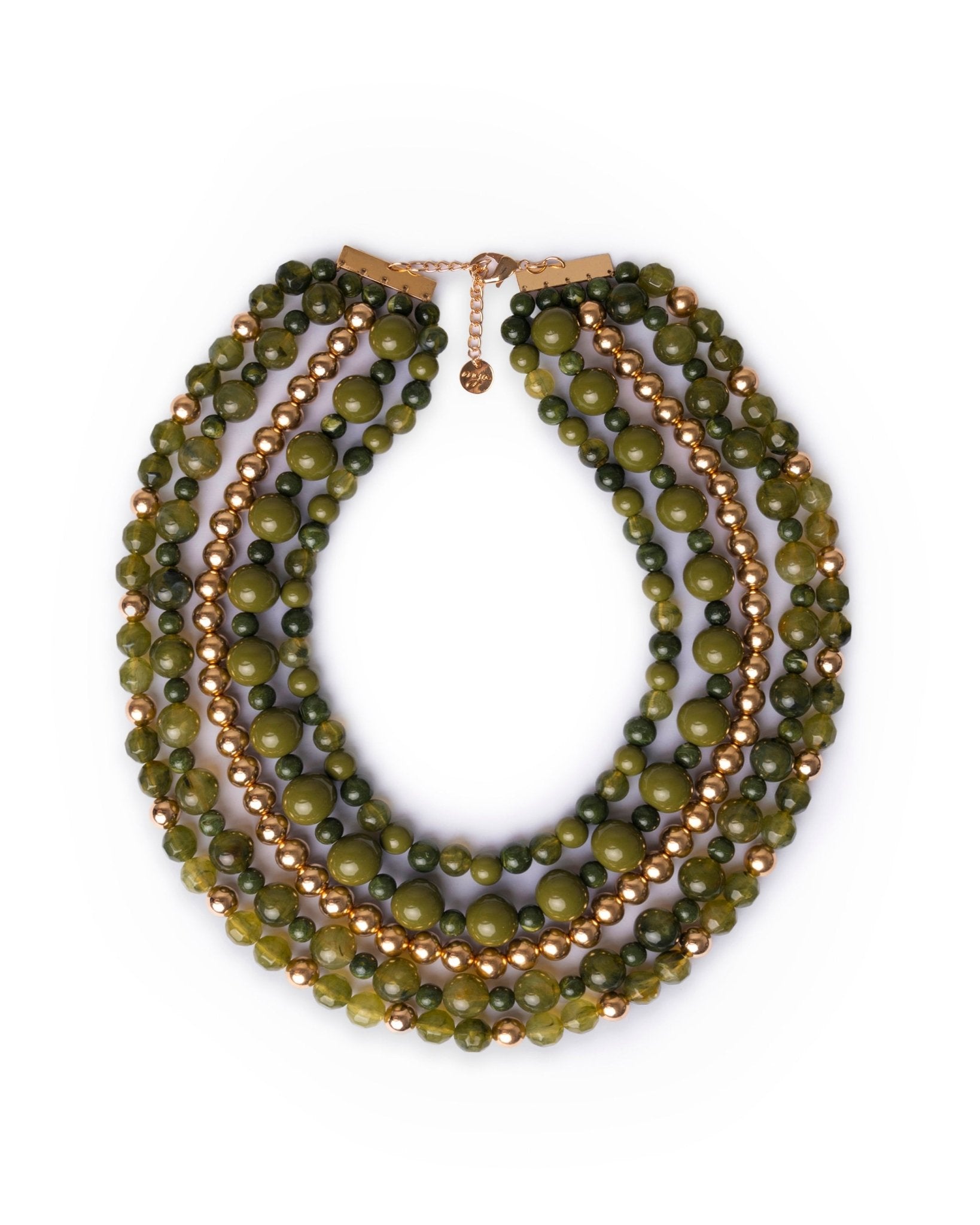 Collana girocollo multilinee con pietre in acrilico verde - Mya Accessories